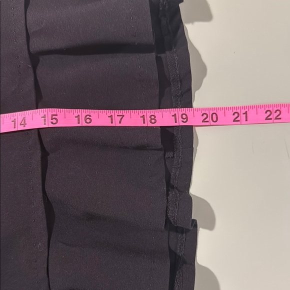 Black Mini Pencil Skirt with Ruffled Hem, Zipper & Button Closure - Picture 7 of 9